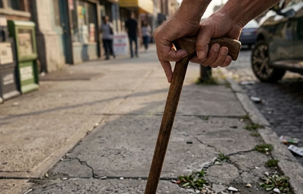 man holding cane